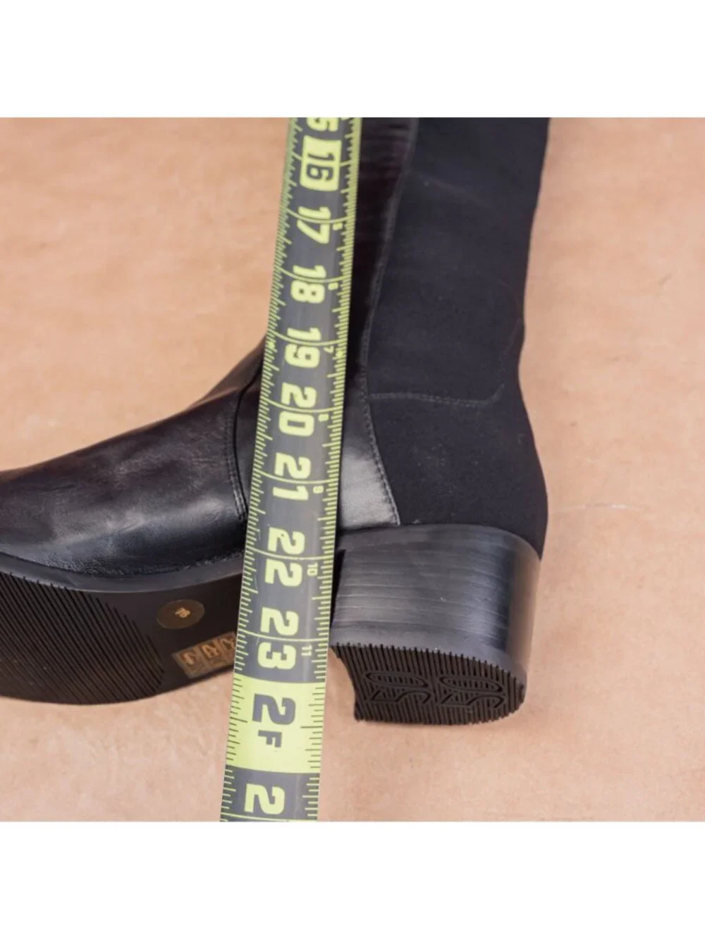 Stuart Weitzman Women Reserve Black Leather Back Stretch 5050 OTK Boots sz 7